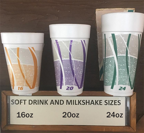 Drink Sizes 160z, 20oz and 24oz